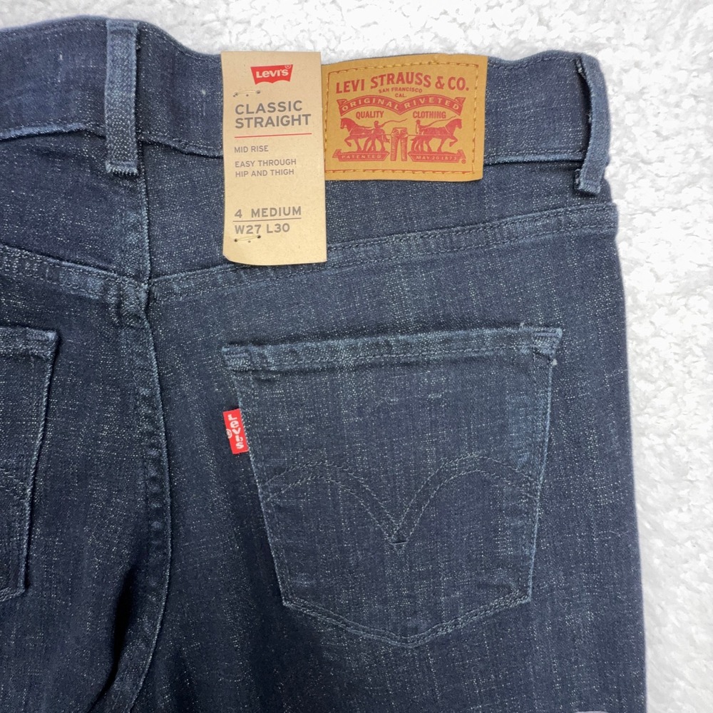 Levis Classic Straight‎ Mid Rise Jeans Womens 4 Medium W27 L30 Dark Indigo 39250